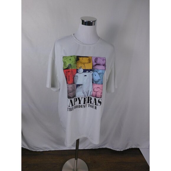 Capybaras Shirt Large White The Rodent Tour Graphic Tee Animal Funny - Picture 1 of 10